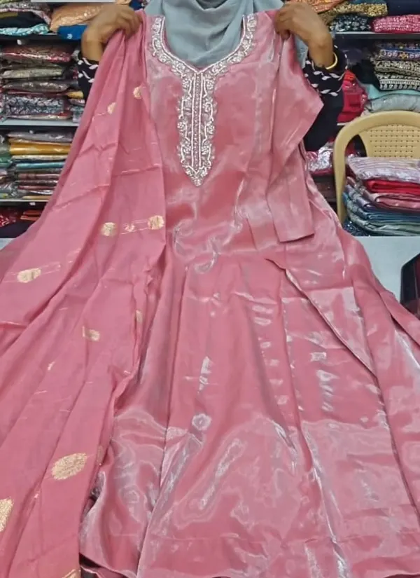 Premium Glass Roman Long Panel Anarkali with Dupatta | KS1182